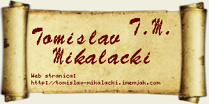 Tomislav Mikalački vizit kartica